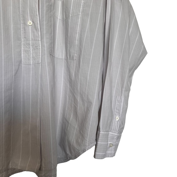 Everlane Women's Grey White Striped Oversized 100%Cotton Collarless Shirt Size4 - Picture 9 of 15